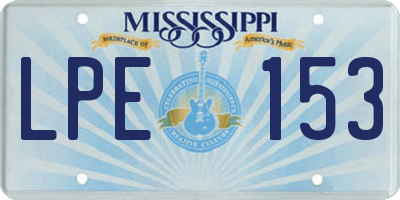 MS license plate LPE153