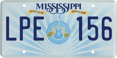 MS license plate LPE156