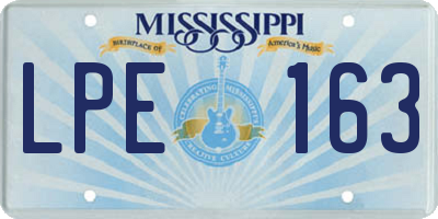 MS license plate LPE163