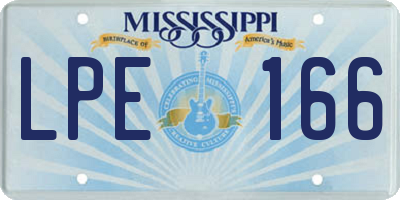 MS license plate LPE166