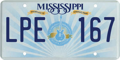 MS license plate LPE167