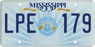 MS license plate LPE179