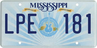 MS license plate LPE181