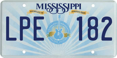 MS license plate LPE182