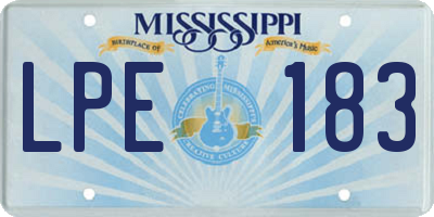 MS license plate LPE183