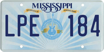 MS license plate LPE184