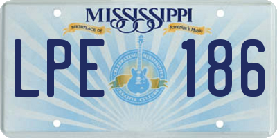 MS license plate LPE186