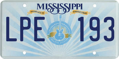 MS license plate LPE193