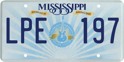 MS license plate LPE197