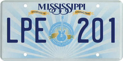 MS license plate LPE201