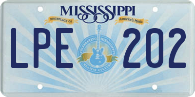MS license plate LPE202