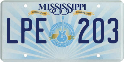 MS license plate LPE203