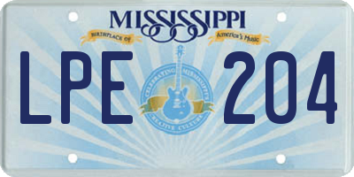 MS license plate LPE204
