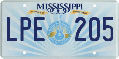 MS license plate LPE205