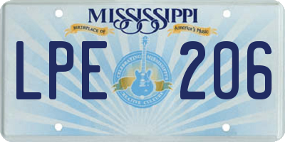 MS license plate LPE206