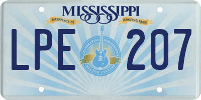 MS license plate LPE207