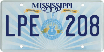 MS license plate LPE208