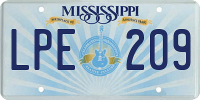 MS license plate LPE209