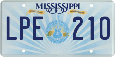 MS license plate LPE210