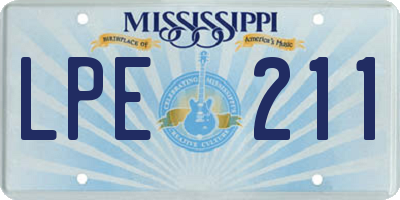 MS license plate LPE211
