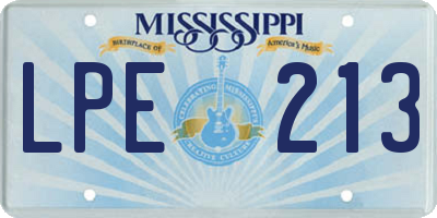 MS license plate LPE213