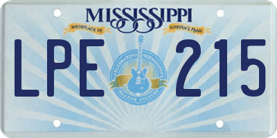 MS license plate LPE215