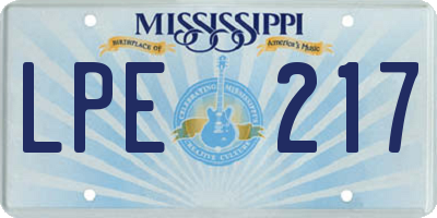 MS license plate LPE217