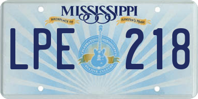 MS license plate LPE218