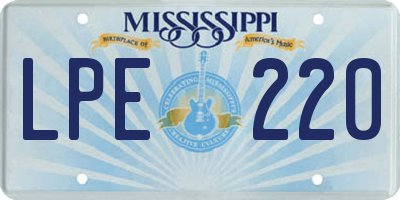 MS license plate LPE220