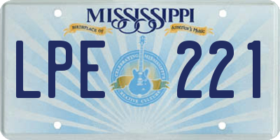MS license plate LPE221