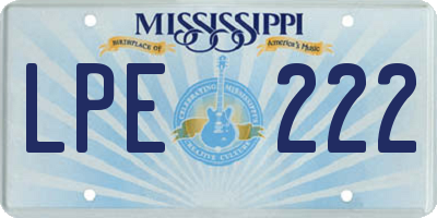 MS license plate LPE222
