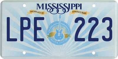 MS license plate LPE223