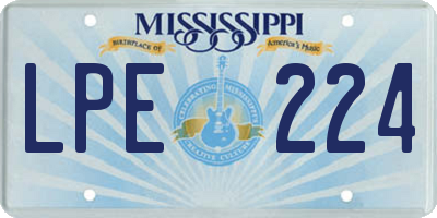 MS license plate LPE224