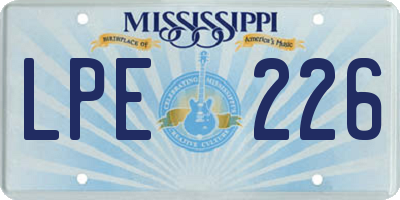 MS license plate LPE226