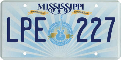 MS license plate LPE227
