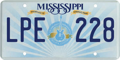MS license plate LPE228