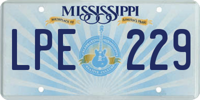 MS license plate LPE229