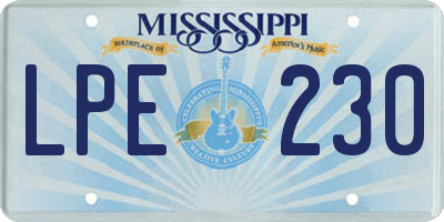 MS license plate LPE230