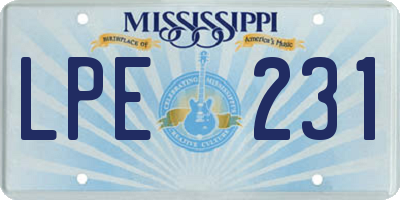 MS license plate LPE231