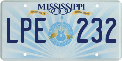 MS license plate LPE232