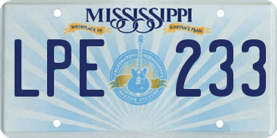 MS license plate LPE233