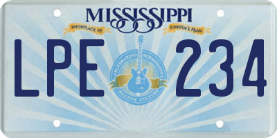 MS license plate LPE234