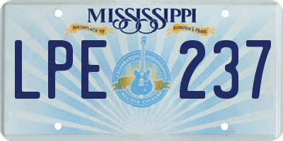 MS license plate LPE237