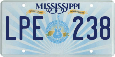 MS license plate LPE238