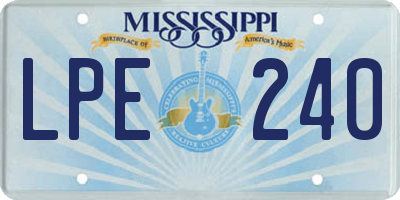 MS license plate LPE240