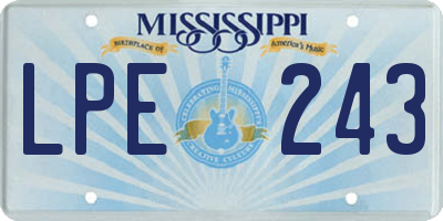 MS license plate LPE243