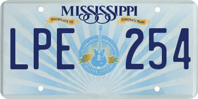 MS license plate LPE254