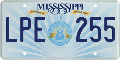 MS license plate LPE255