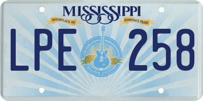 MS license plate LPE258