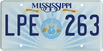 MS license plate LPE263